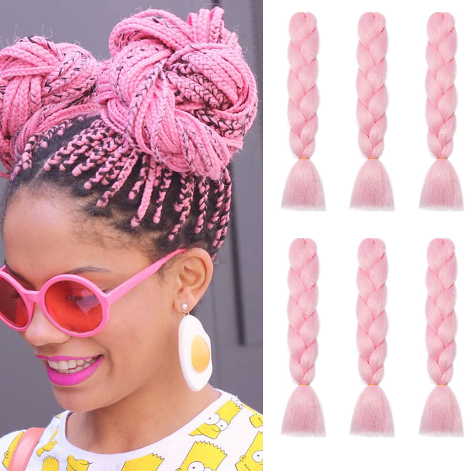 24inch Jumbo Braids Hair Extensions Ombre Braiding Hair Synthetic 3Pieces/lot Crochet Twist High Temperature African Box Braids, Sapphire Blue — view 104