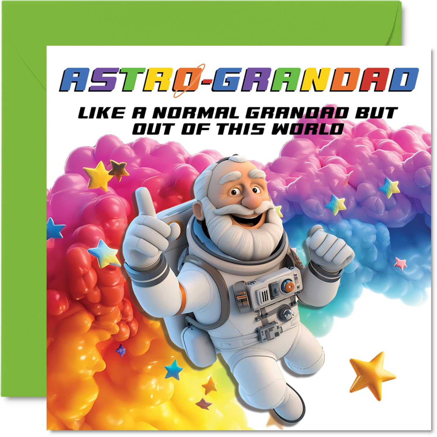 Grandad Birthday Card - Astro-Grandad - Happy Birthday Card for Grandad from Grandson Granddaughter, 145mm Astronaut Space Bday Greeting Cards