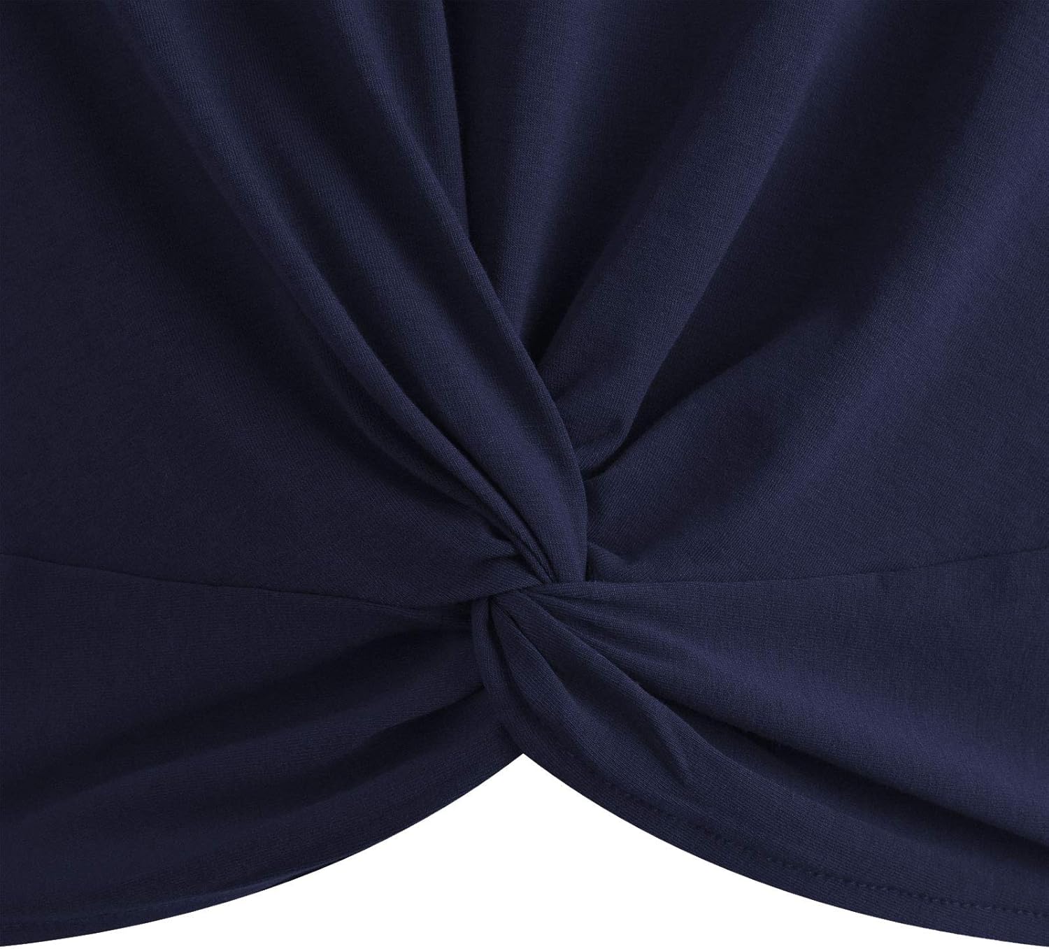 JINKESI Women's Summer Causal Short Sleeve Blouse Round Neck Crop Tops Twist Front Tee T-Shirt - Image 4