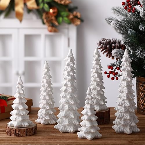 Miniatura 4 de Geetery 6 figuras de árbol de Navidad de 1086 pulgadas, árboles de Navidad con purpurina, resina, champán, decoración de Navidad, centros de mesa