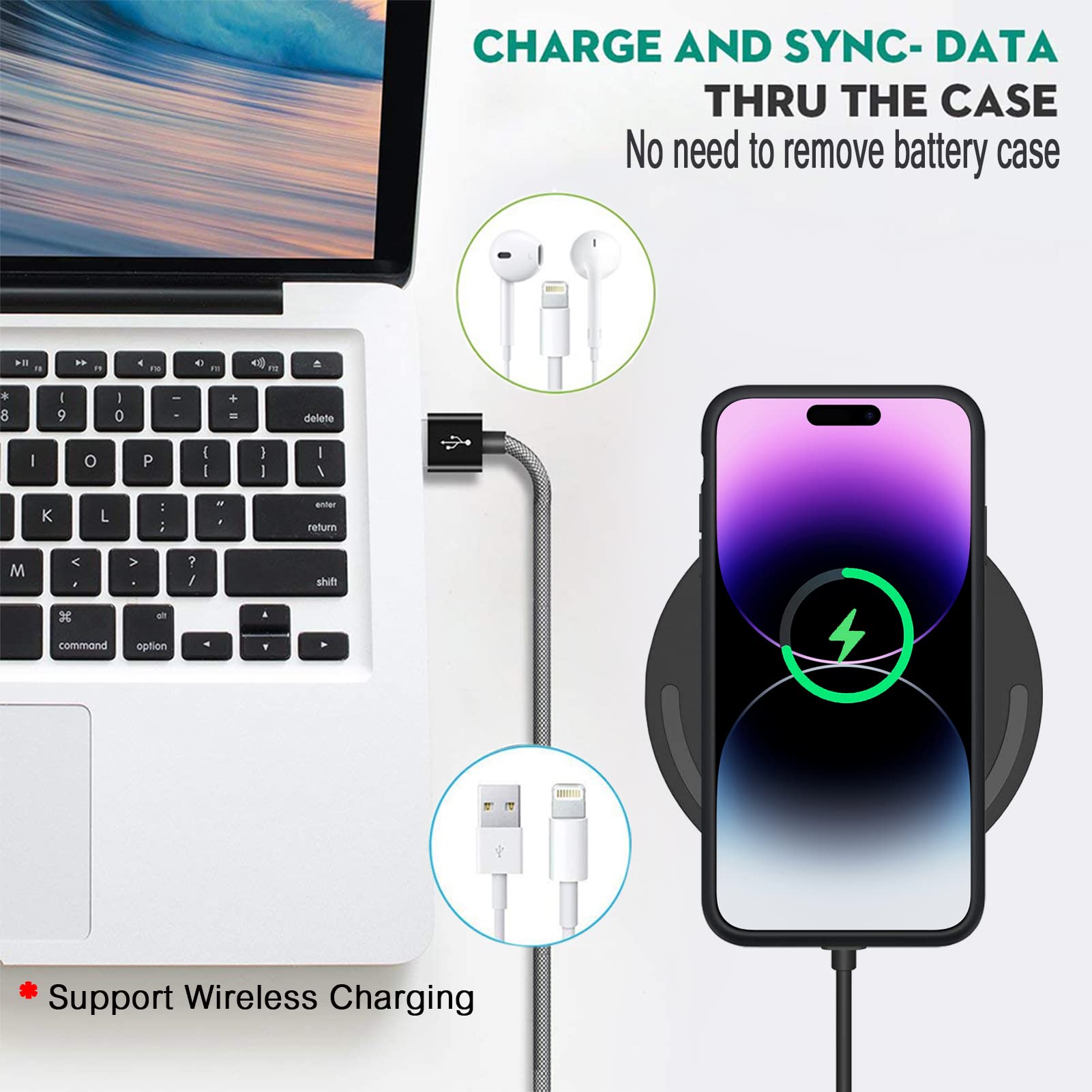 Amazon.com: Wireless Charging Case for iPhone 14 Pro Max, 12000mAh