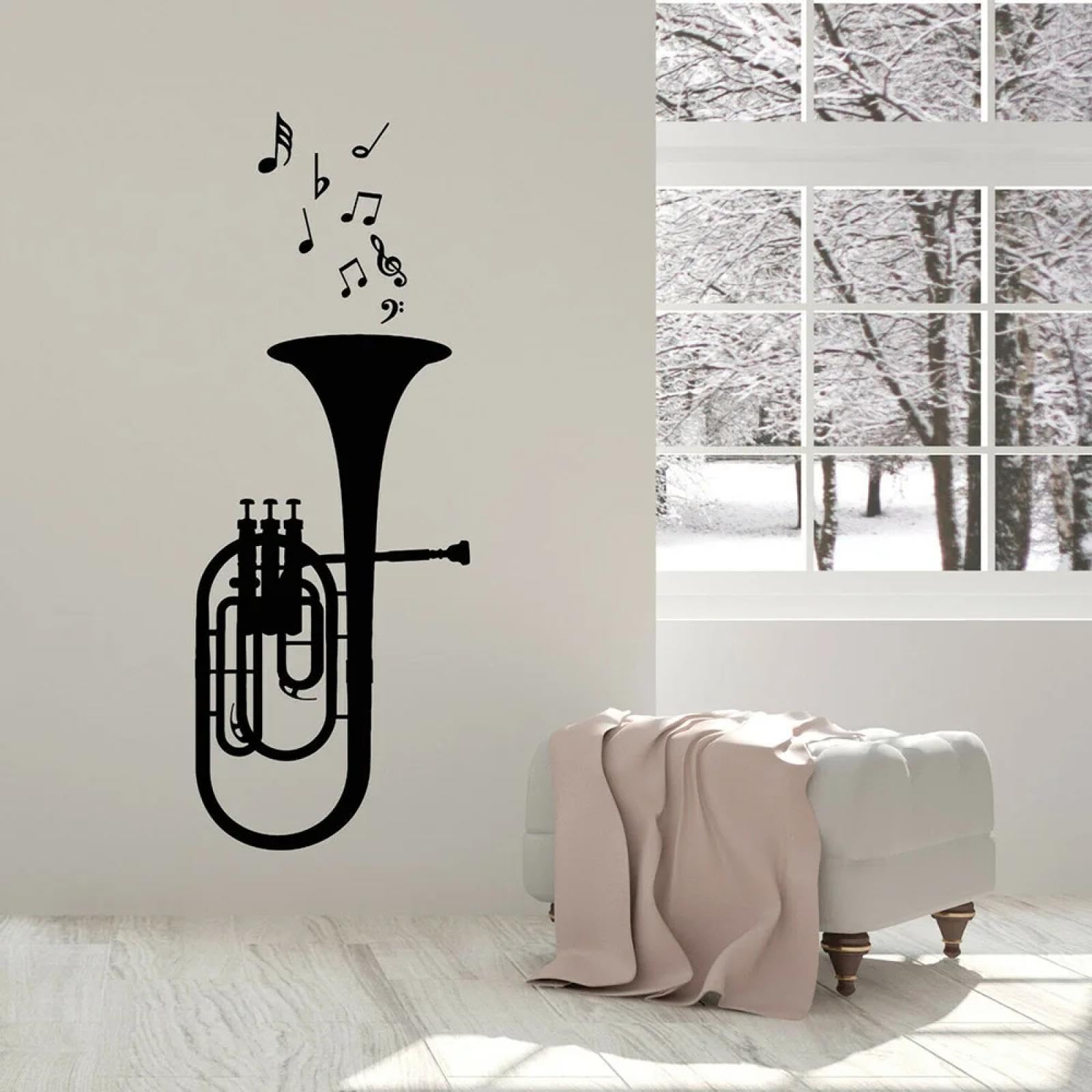 WEIMEIJIE Musical Note Vinyl Wall Stickers, Trumpet Musical Instrument Stickers, Music Window Stickers, Home Bedroom Wall Art Stickers