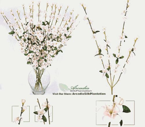 24 Pieces of 27" Cherry Blossom Artificial Silk Flower Sprays Pink