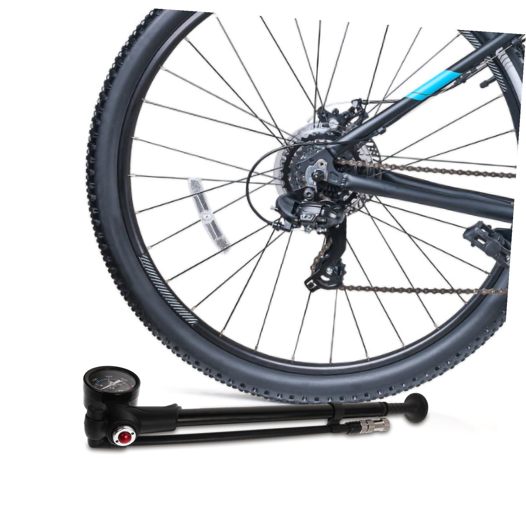 Mikikit Bomba de Suspensión para Bicicleta, Motocicleta y Balones, Bomba de Aire Portátil de Alta Presión con Diseño Compacto para Uso Hogar