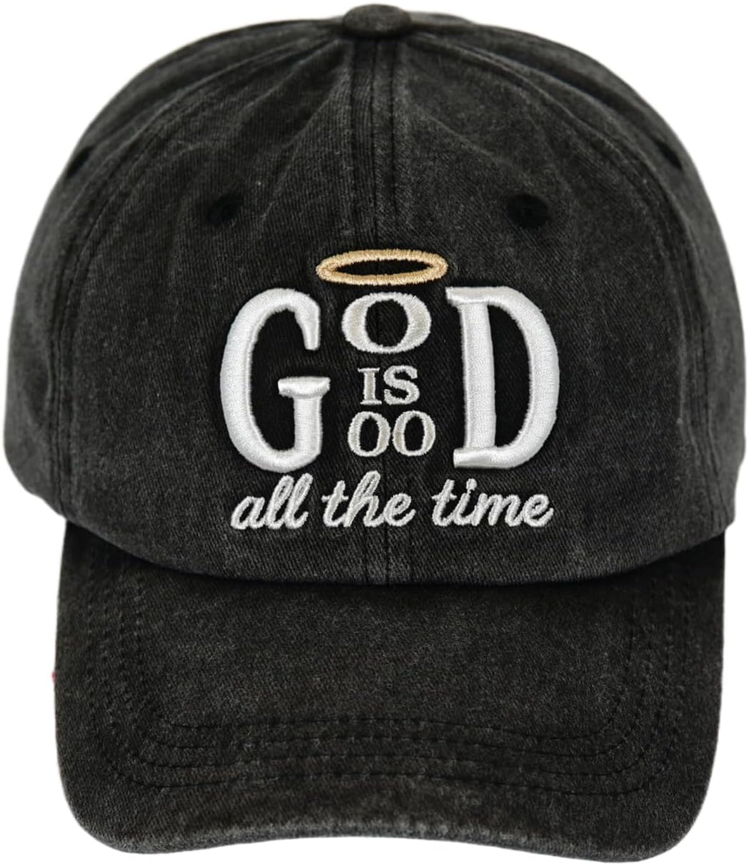 God is Good All The Time Hat Christian Baseball Cap Hat Adjustable Embroidered Hats for Men