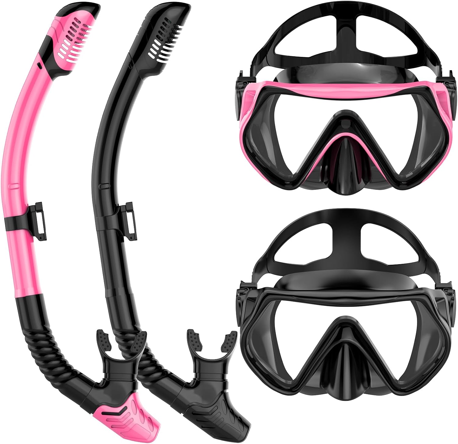 Snorkeling Gear for Adults, Dry-Top Snorkel Set Scuba Diving mask, Snorkel Mask, Panoramic Anti-Leak Anti-Fog Tempered Glass Lens, Swimming Training Snorkeling Packages