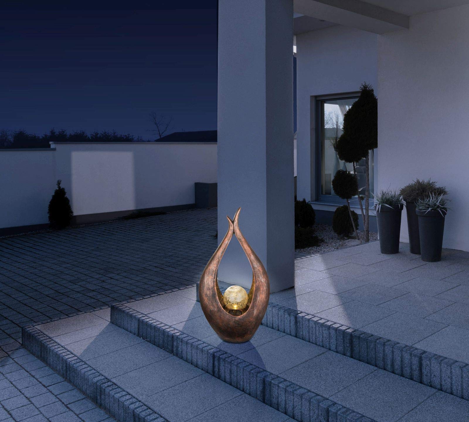 Lampe solaire LED Crackle Bronze clair