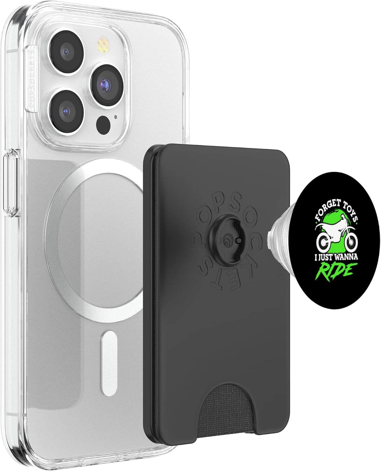 Forget Toys I just wanna Ride Little Rider Dirt Bike PopSockets PopWallet for MagSafe image 3