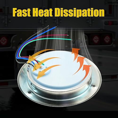 Miniatura 5 de Ourbest Luces traseras LED para remolque, 4 pulgadas, 24 luces LED de freno de marcha atrás, luces de freno de doble color para caravana,