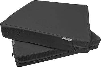 2 Pack 20X18X4 Inch Outdoor Memory Foam Platform Cushions with Waterproof Internal Cover for Patio Furniture, Sofa, Loveseat, Deep Seat Chair - Space Gray Color