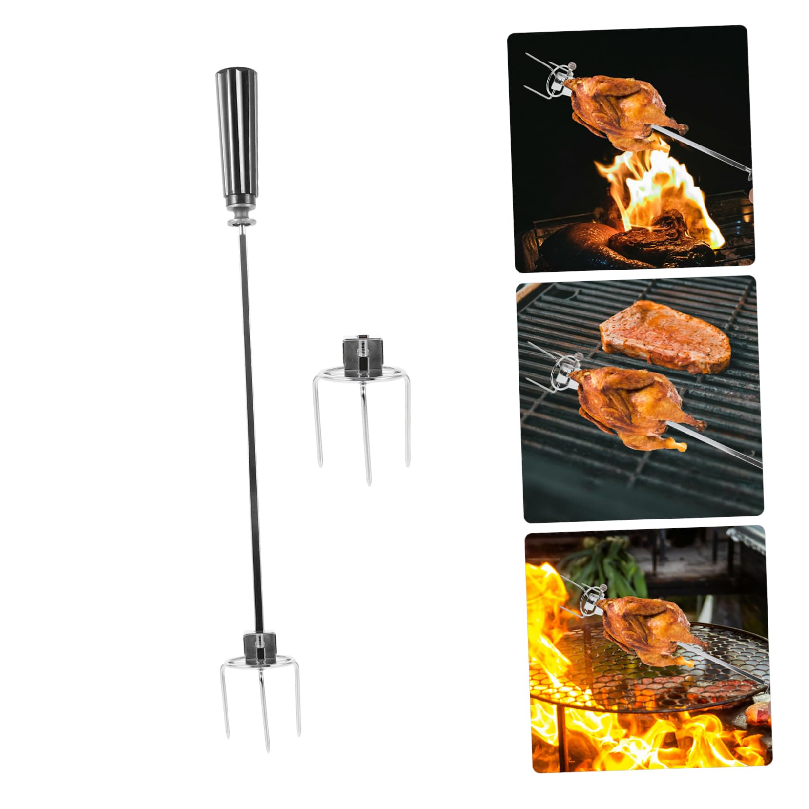 UPKOCH 3 Set forchetta da barbecue forchetta per grigliare la carne griglia per arrostire il pollo BBQ Skewers Forchetta Per Pollo Alla Griglia forchette da pollo rotanti da cucina Silver