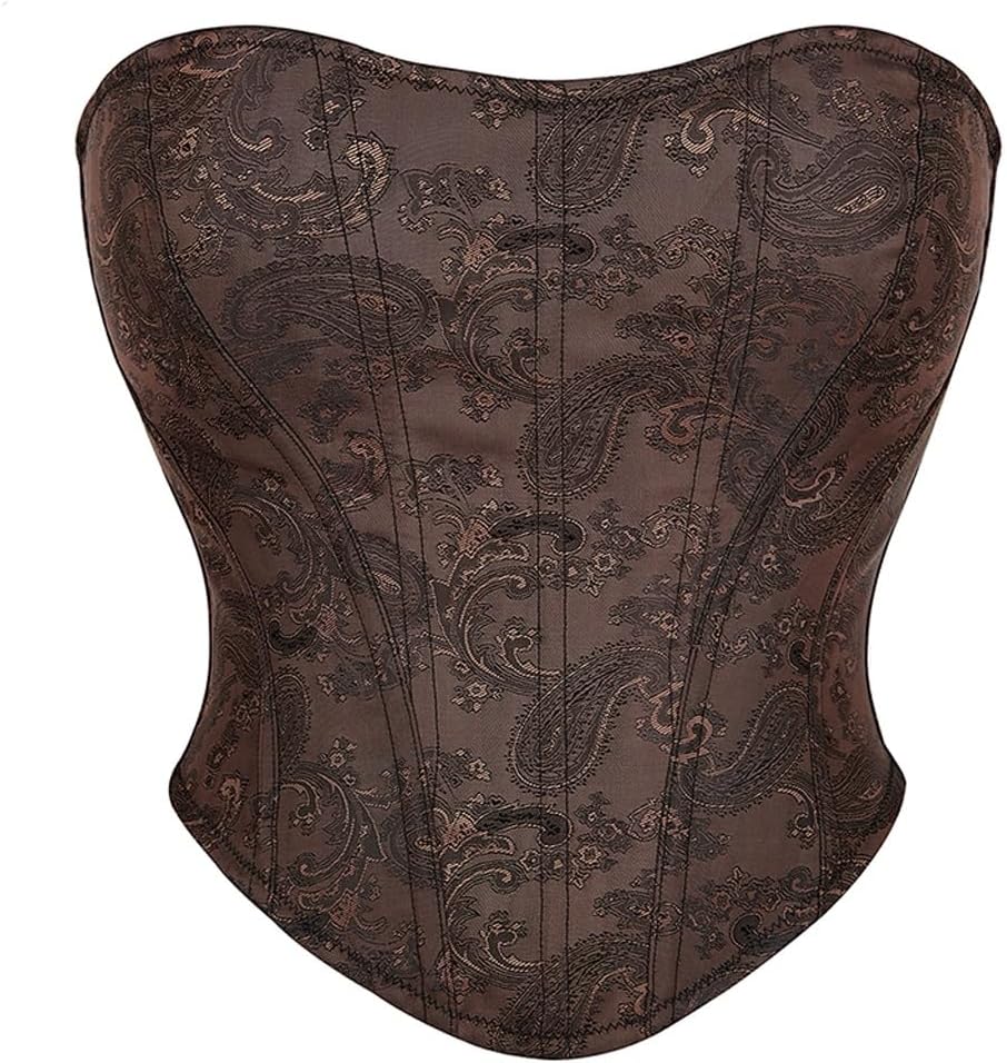 13 Spiral Steel Boned Waist Training Body Shaper Women's Brown Steampunk Gothic Corset Top