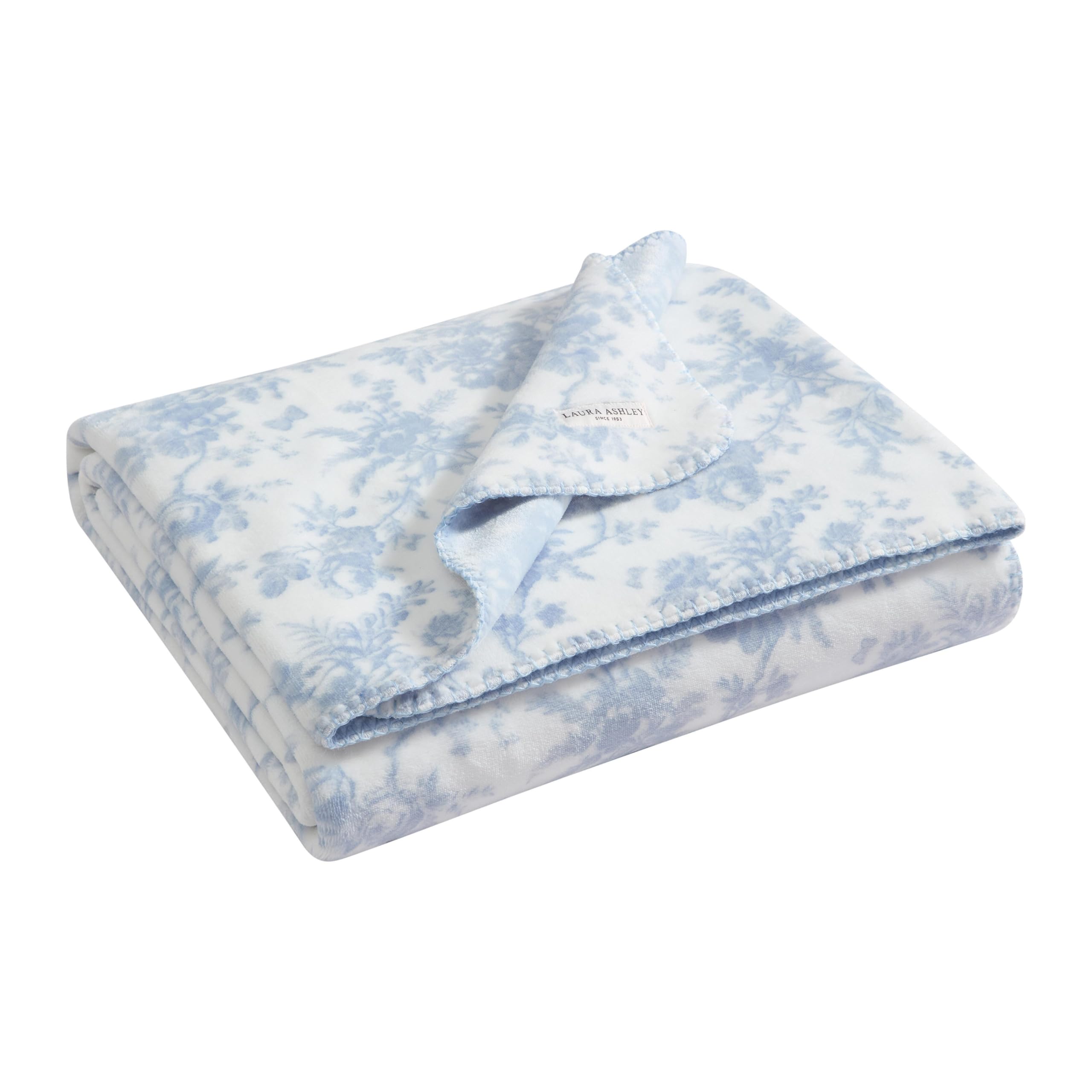 LAURA ASHLEY タオルケット 花柄 リバーシブル Amazon.co.jp: Laura Ashley - フラシ天スローブランケット、50x70