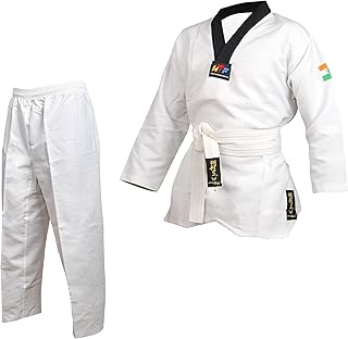 SPO-Zone Taekwondo Uniform Set For Boys,Girls,Men, Women, White Cotton Blend, Traditional Style with Belt, Unisex Training... Price In India