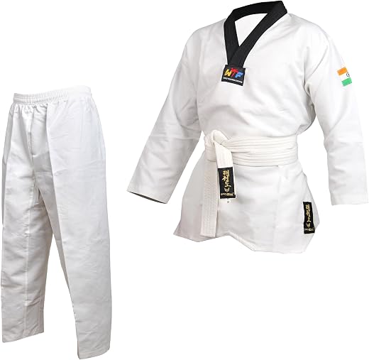 SPO-Zone Taekwondo Uniform Set For Boys,Girls,Men, Women, White Cotton Blend, Traditional Style with Belt, Unisex Training...