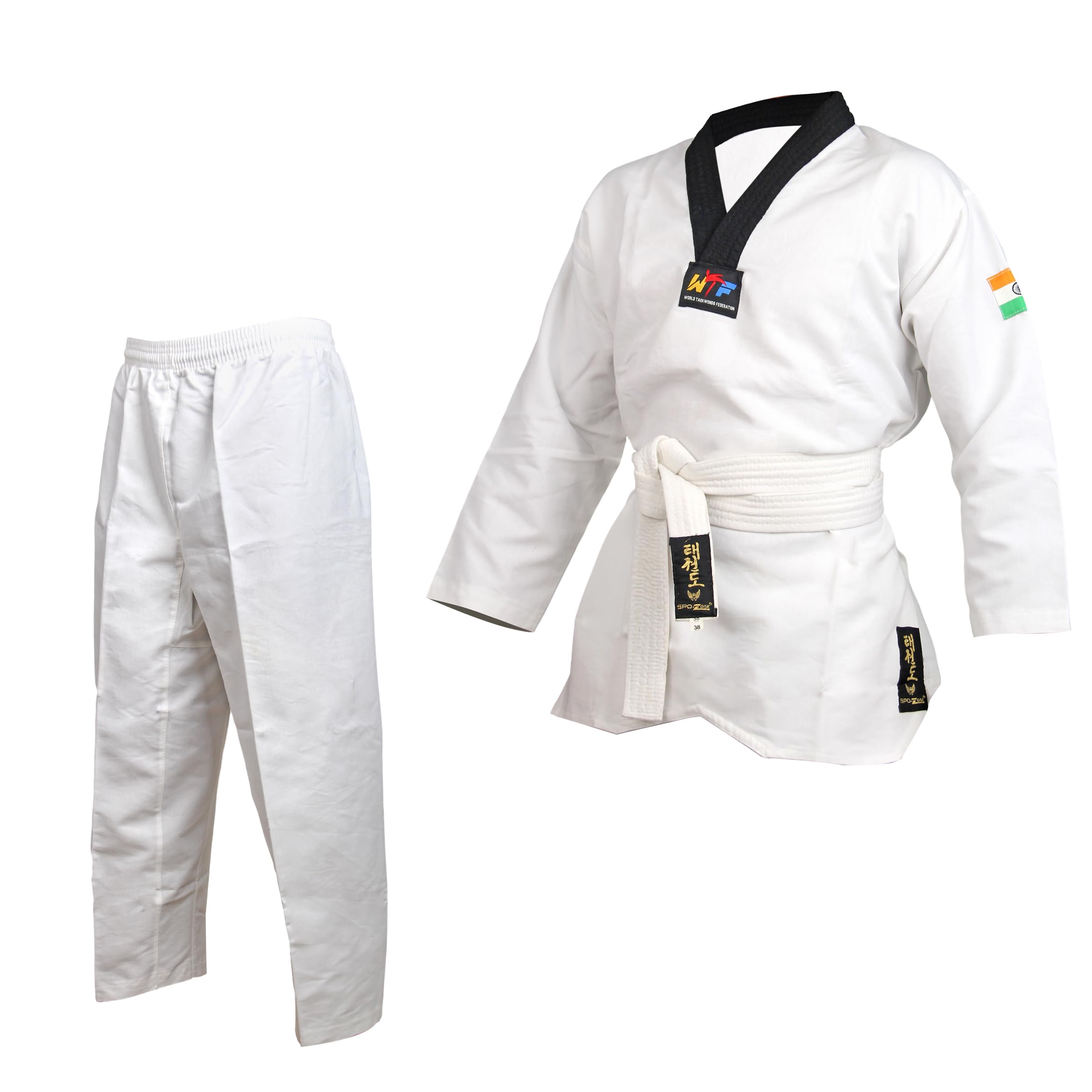 Taekwondo Uniform Set For Boys,Girls,Men, Women, White Cotton Blend, Traditional Style with Belt, Unisex Training Martial Arts Dress-image-49