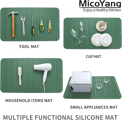 Miniatura 763 de Tapete de silicona para secado de platos para múltiples usos, fácil de limpiar, ecológico, resistente al calor, tapete de silicona para encimera
