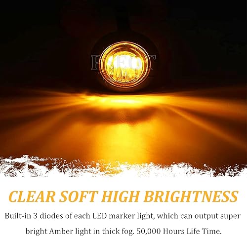 Miniatura 9 de PSEQT Luces LED redondas de 34 pulgadas para remolque, luces de marcador de giro y giro, luz de bala impermeable para camioneta, automóvil, autobús,