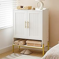 HOOBRO 5-Tier Shoe Cabinet with Doors, Adjustable Shelves, Gold & White Entryway Organizer - Holds 20 Pairs DW41SC01