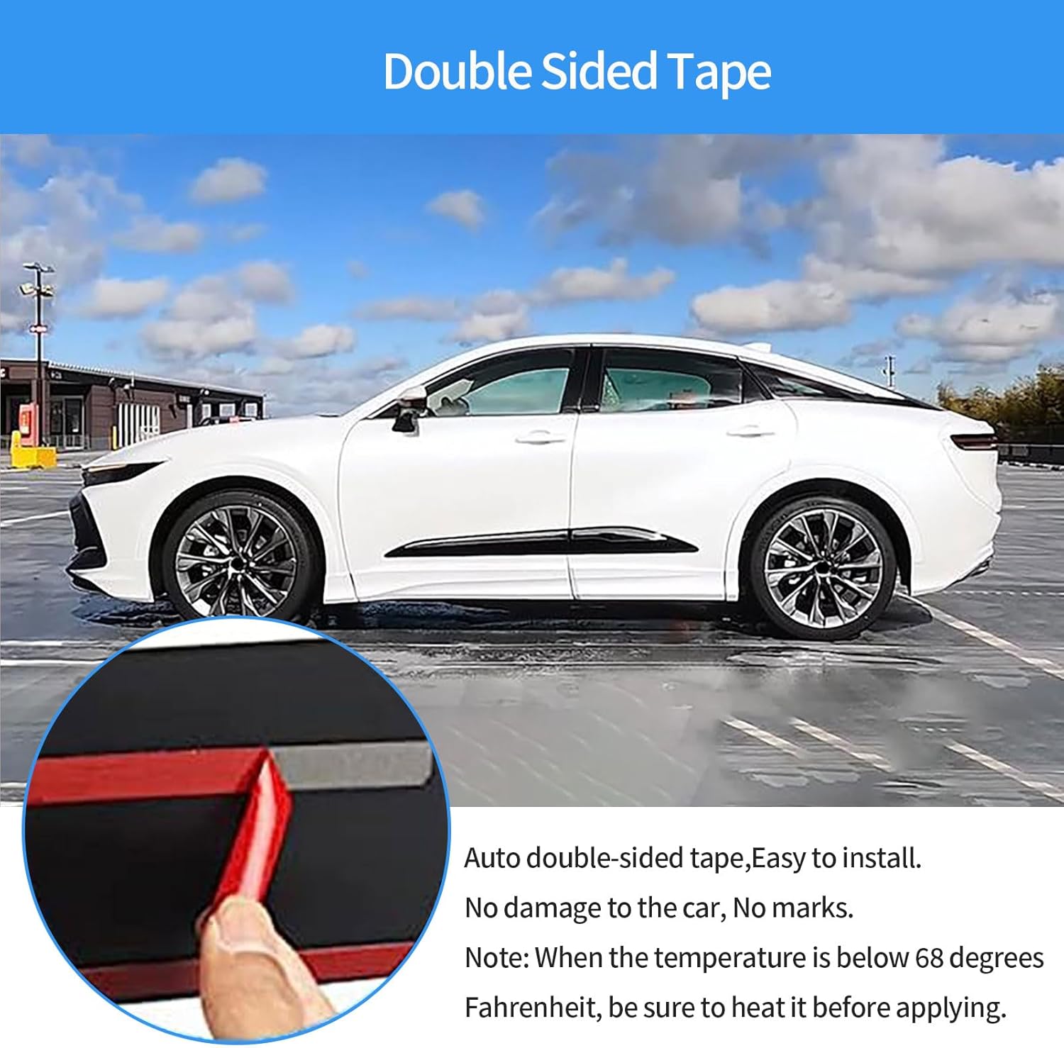 Car Accessories Compatible with Toyota Crown 2023 2024 2025 2026 Exterior Body Side Door Molding Guard Cover Trim ABS 4PCS(Glossy Chrome Style)