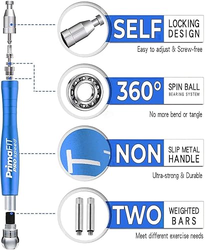 Miniatura 5 de PrimaFIT Jump Rope Pro Speed Skipping Rope Adjustable Adult Jumping Rope Weighted Aluminium Handles for Double Dutch Boxing Workout Crossfit