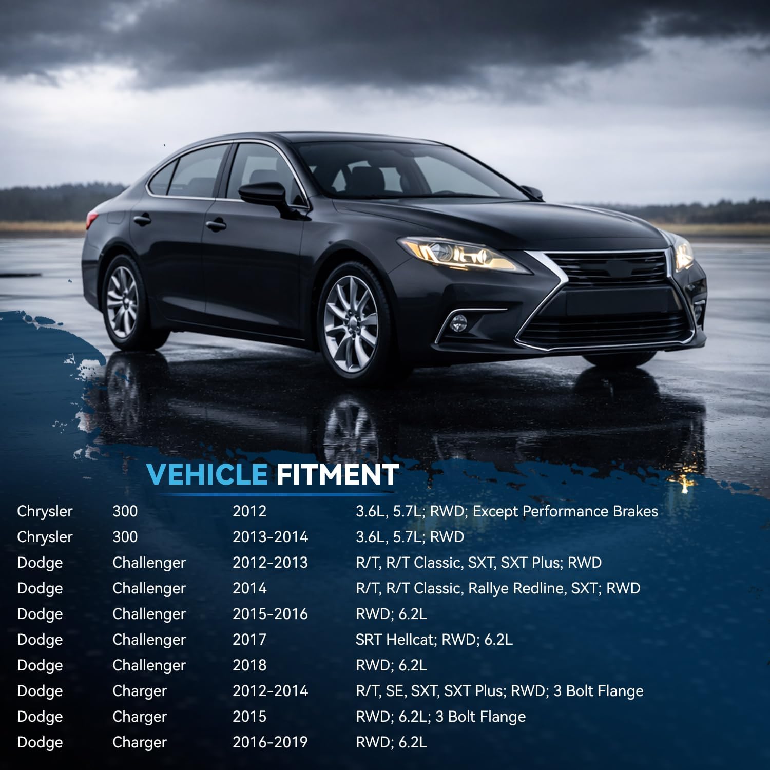 Detroit Axle - RWD Front End Control Arms Kit for Chrysler 300 Dodge Challenger Charger, Wheel Bearing and Hubs Upper & Lower Rearward Control Arms Inner Outer Tie Rods Sway Bars - 12pc Set