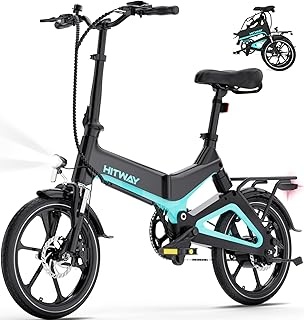 HITWAY Bicicleta elétrica E-Bike, 16 polegadas bicicleta elétrica dobrável com bateria 36 V/7,8 Ah, motor 250 W 25 km/h, 35 - 70 km, urbana Ebike Pedelec para adultos unissexo