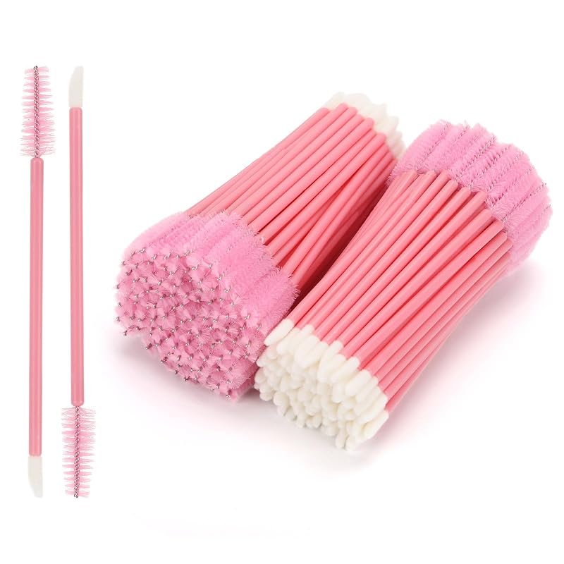 Escovinhas descartáveis para cílios e pincéis labiais Tbestmax com duas pontas, 200 unidades, 200Pcs-Pink01