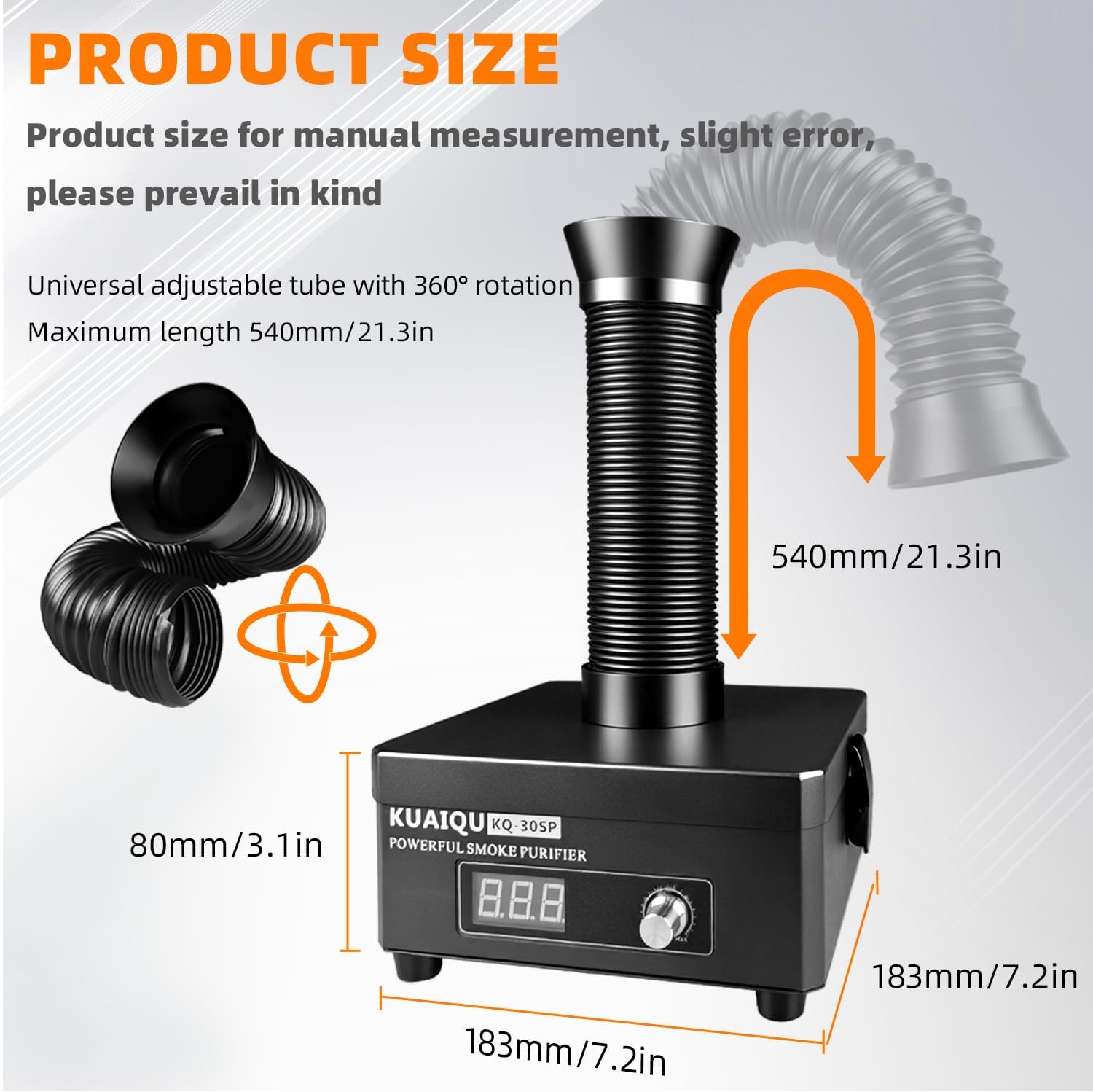 Solder Fume Extractor, Strong Suction Smoke Absorber, 3-layer Filtration, Infinitely Airflow Adjust Smoke Extractor for DIY Soldering, Nail Salon, Welding