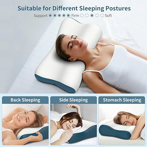 Miniatura 6 de Almohada cervical para el cuello para aliviar el dolor, almohadas de espuma viscoelástica de contorno para dormir, almohada ergonómica, almohada