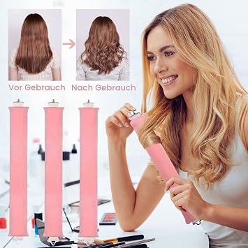 Pack of 3 Heatless Curls Band + 1 Piece Sleep Cap Heat-Free Curlers Overnight Blowout Curls Without Heat for All Hair Types Pink