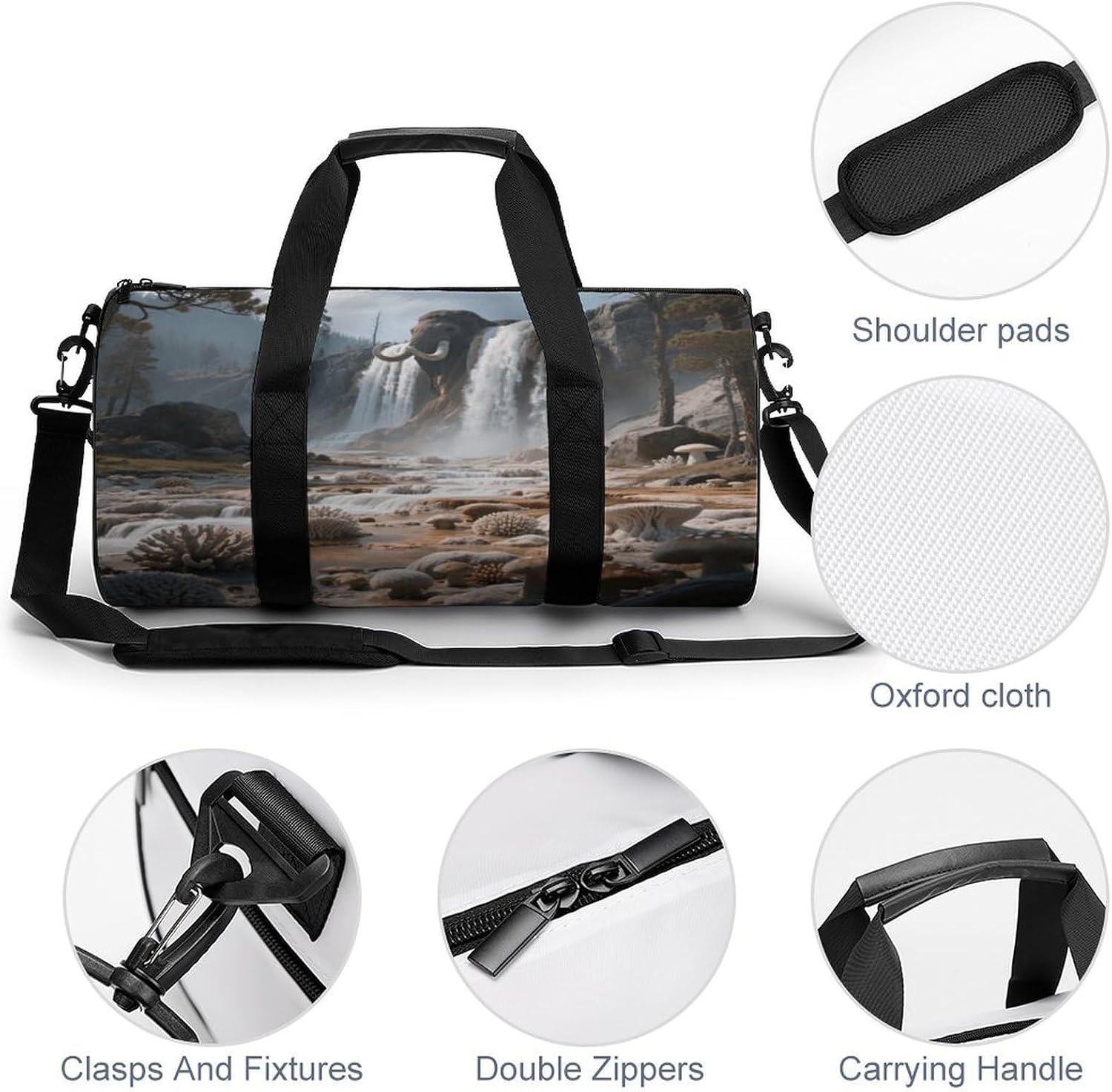 Mammoth Hot Springs Mesa Gym Bag Duffle Bags Weekender Overnight Bag image 5
