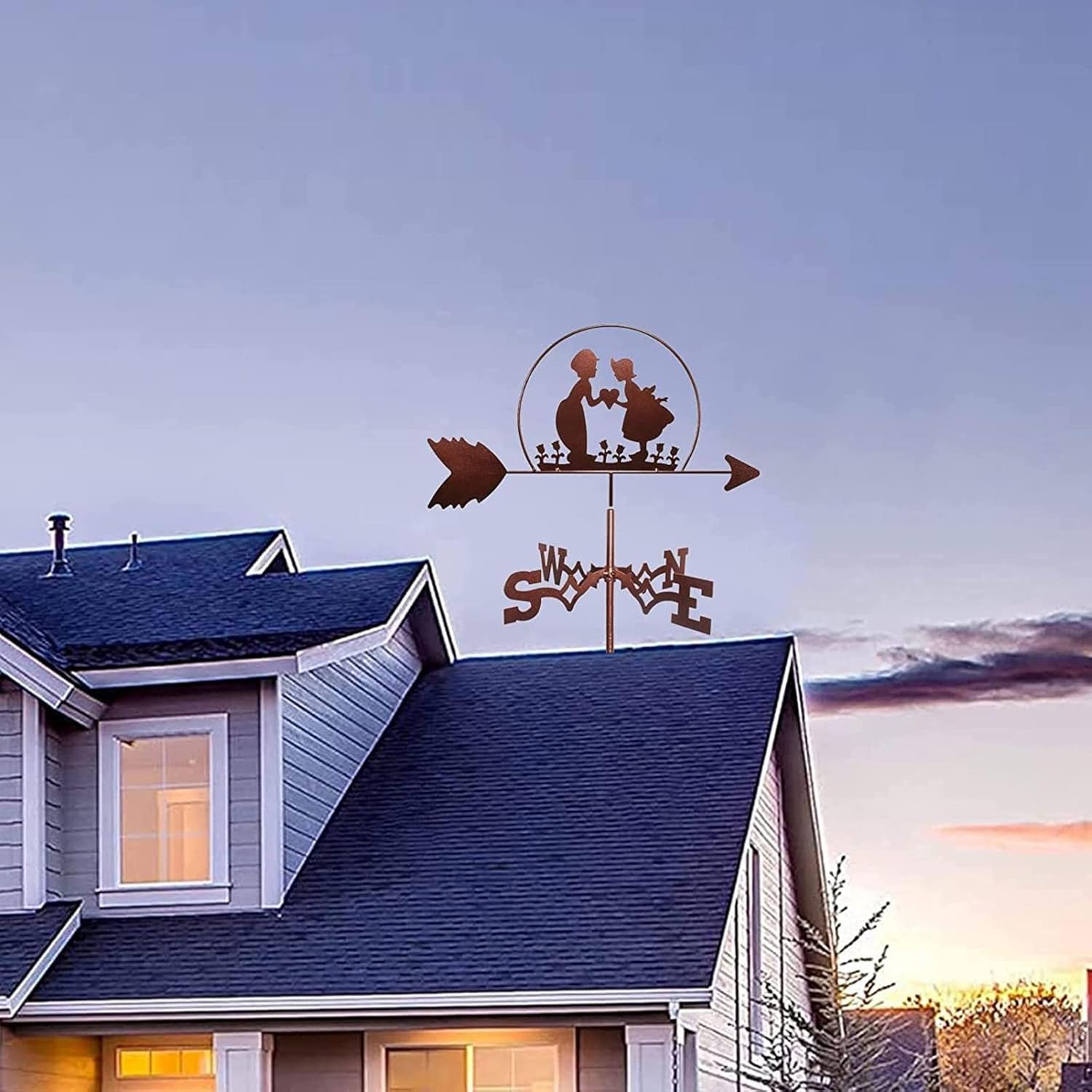 金属製風向計、男の子と女の子用風向計、中空風向計、屋外庭屋根パドック装飾用ステンレススチール風向計
