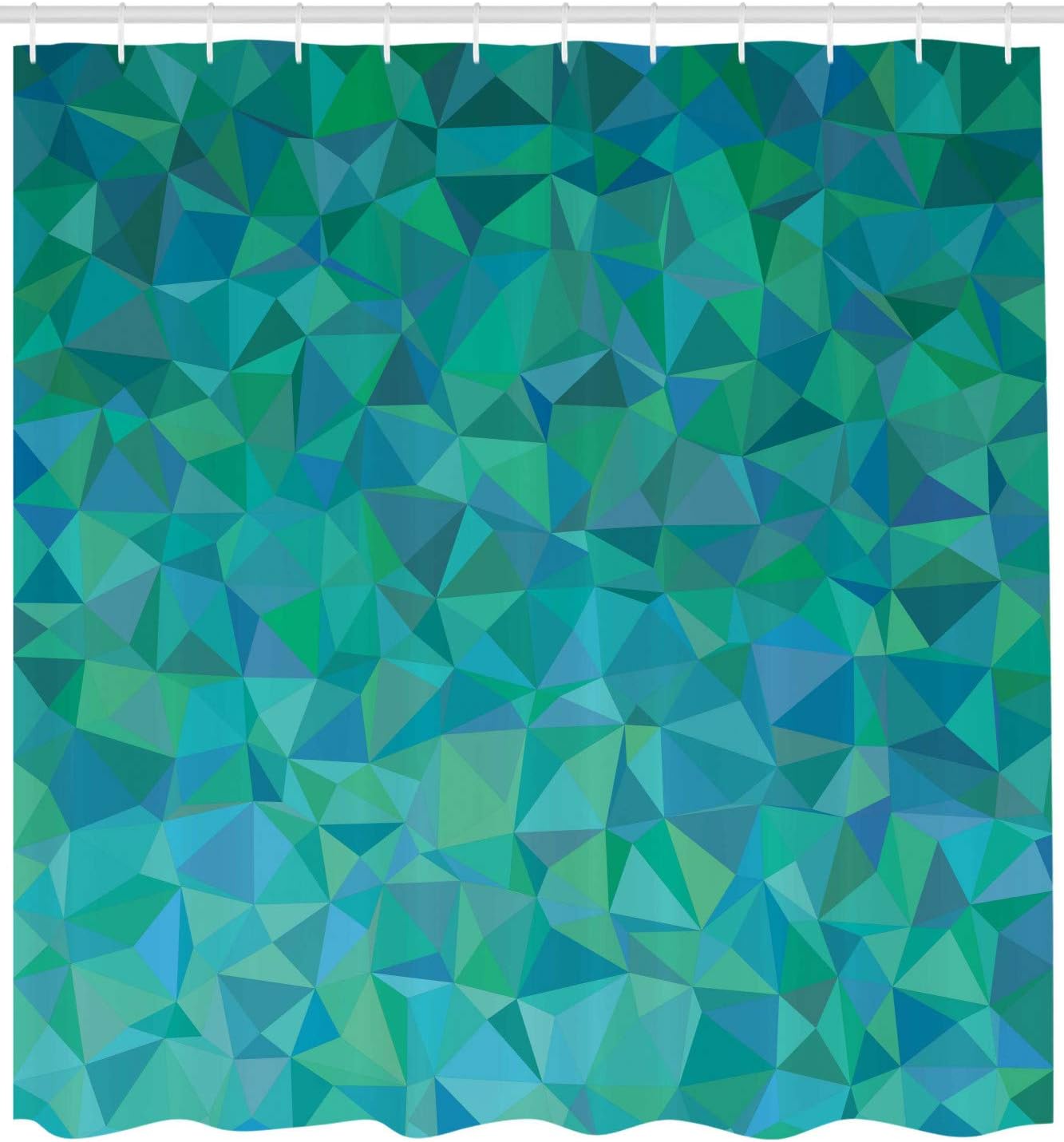 Ambesonne Teal Shower Curtain, Abstract Irregular Triangle Mosaic Design and Geometrical Modern Art Image Pattern, Cloth Fabric Bathroom Decor Set with Hooks, 69" W x 75" L, Green Navy