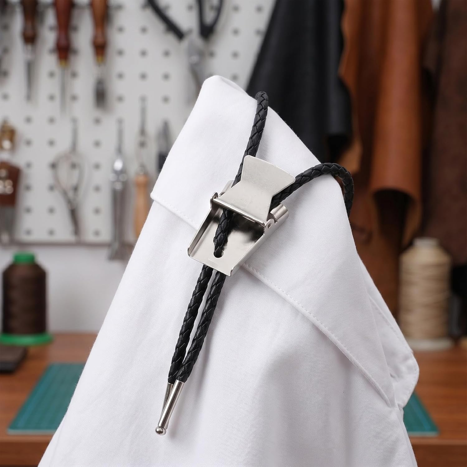 HOLIDYOYO 6pcs Bolo Tie Slide Clasp Kit for Bolo Neckties, Iron image 5