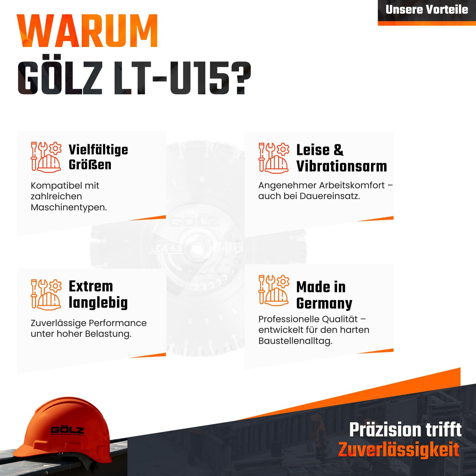 GÖLZ Diamant Trennscheibe LT-U15 Ø400 x 25,4 mm, Diamantscheibe für Waschbeton, Ziegel, Klinker und Granit, Premium Qualität Made in Germany