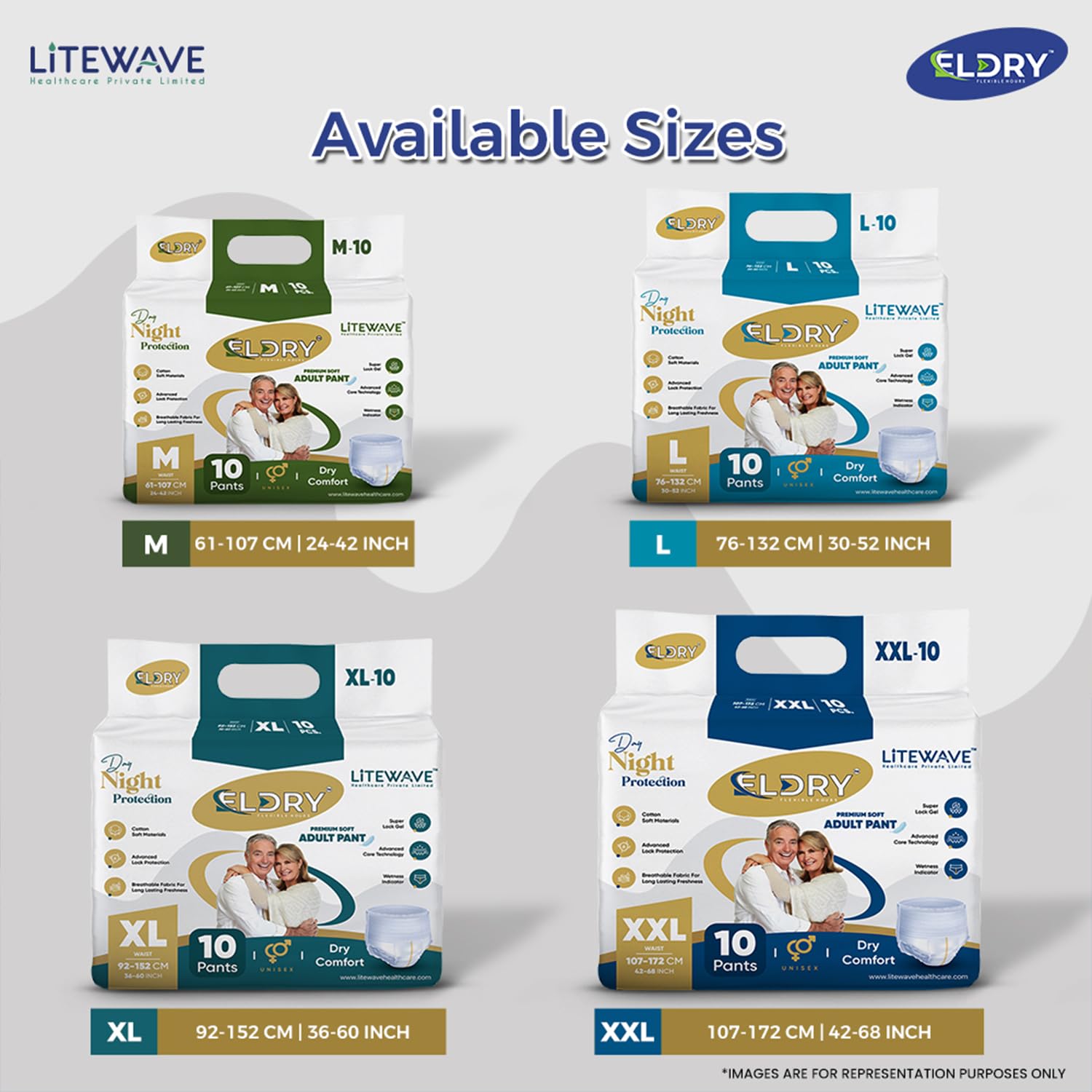 Eldry Unisex | Premium Soft Adult Pant Style Diapers | 80 matters. Large (L) size 76–132 cm (30 '' -52 '' inch) | Leakproof, Weightness Indicator, 12 o'clock security. (Pack of 8) Eldry Unisex | Premium Soft Adult Pant Style Diapers | 80 matters. Large (L) size 76–132 cm (30 '' -52 '' inch) | Leakproof, Weightness Indicator, 12 o'clock security. (Pack of 8)