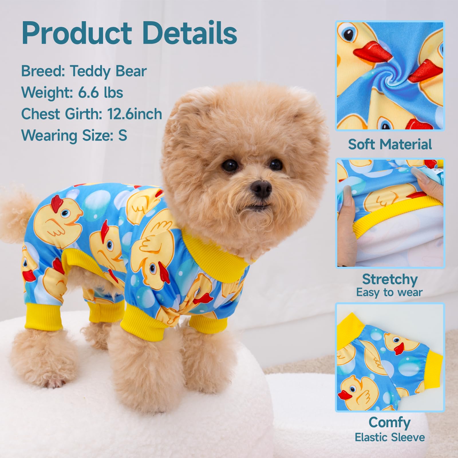 XPUDAC Pijamas de perro de 4 piezas para perros pequeños, ropa de cachorro, trajes para perrito, camisas de Navidad, pijamas para mascotas, gatos, pijamas, XL