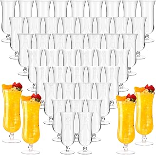 Norme 48 Pack Hurricane Glass Plastic Bulk 15 oz Break Resistant Pina Colada Cocktail Glasses Reusable Acrylic Clear Tulip Drinking Cups for Halloween Christmas Thanksgiving Cocktails Beer Wine Juice