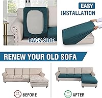 Vista 361 de H.VERSAILTEX 2025 New Sectional Couch Covers 8 Pieces Stretch Sofa Covers for Sectional Sofa Set Separate L Shaped Couch Cover for Both Left/Right