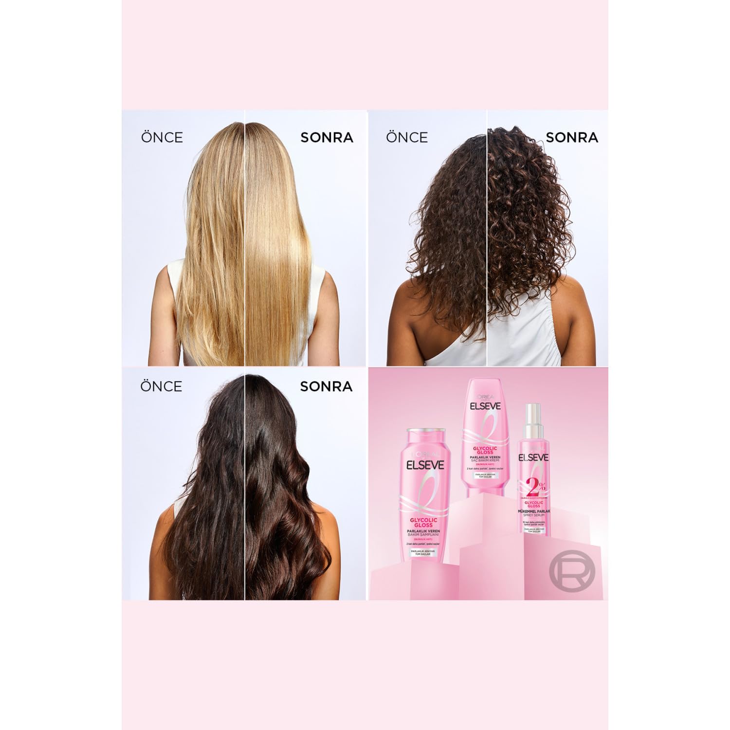 L'Oréal Paris Elseve Glycolic Gloss Mükemmel Parlaklık Veren Saç Bakım Sprey Serumu 150ml