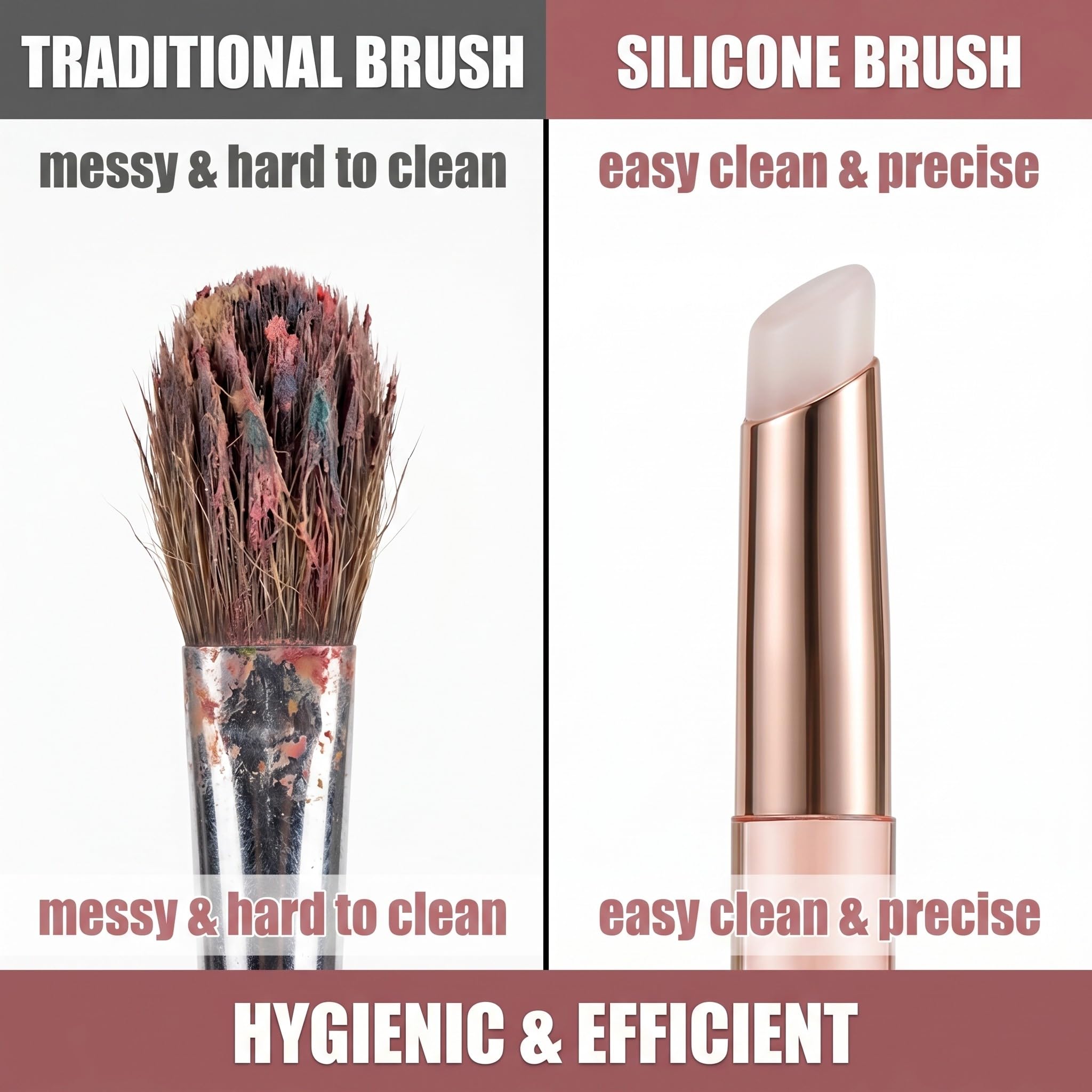 2 Pennello Per Labbra In Silicone multifunzionale con cappuccio, per rossetto, gloss, correttore e unghie, rosa e grigio