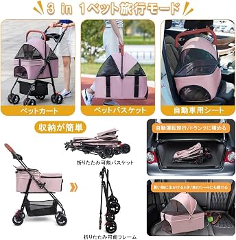 Amazon.co.jp: ペットカート 分離型 猫 犬用 バギー いぬ用 4輪 前輪