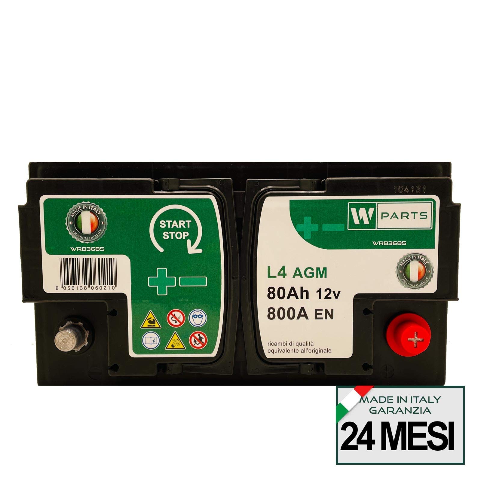 BATTERIA AUTO 80 Ah AGM - 800A Spunto | Start&Stop | 315x175x190 | 80Ah | VR850