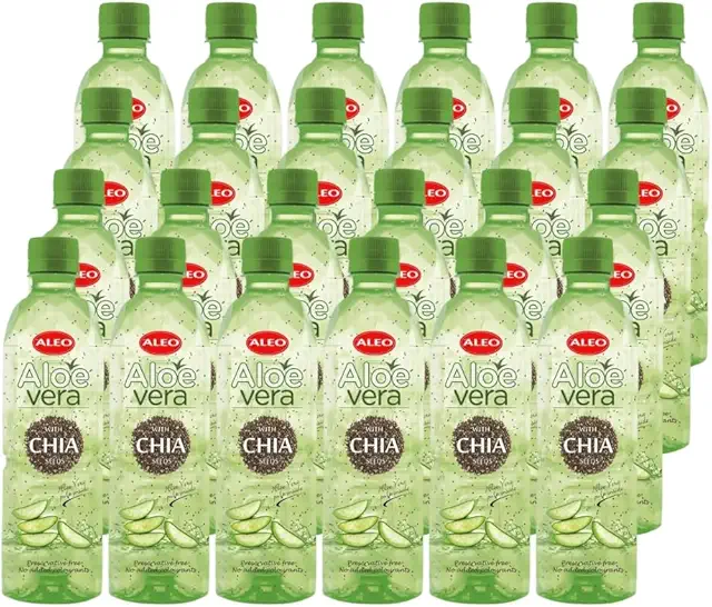 ALEO 0.5L Premium CHIA Aloe Vera Drink - Natural, No Preservatives, Award-Winning Taste