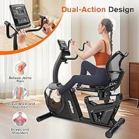 Vista 2 de pooboo Recumbent Exercise Bike, Stationary Bikes for Home with Arm Exerciser, Magnetic Recumbent Bike with Ergonomic Backrest & Comfortable Seat