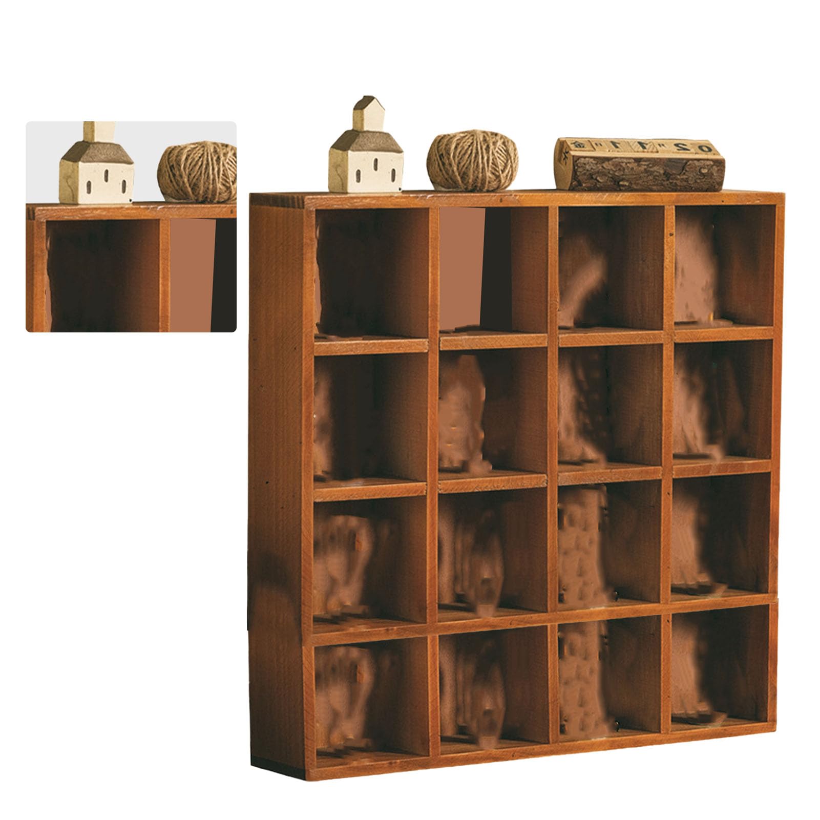 Espositore a parete in legno, facile da montare con 16 griglie, perfetta per ufficio o decorazione domestica, vetrina action figure e oggetti da collezione