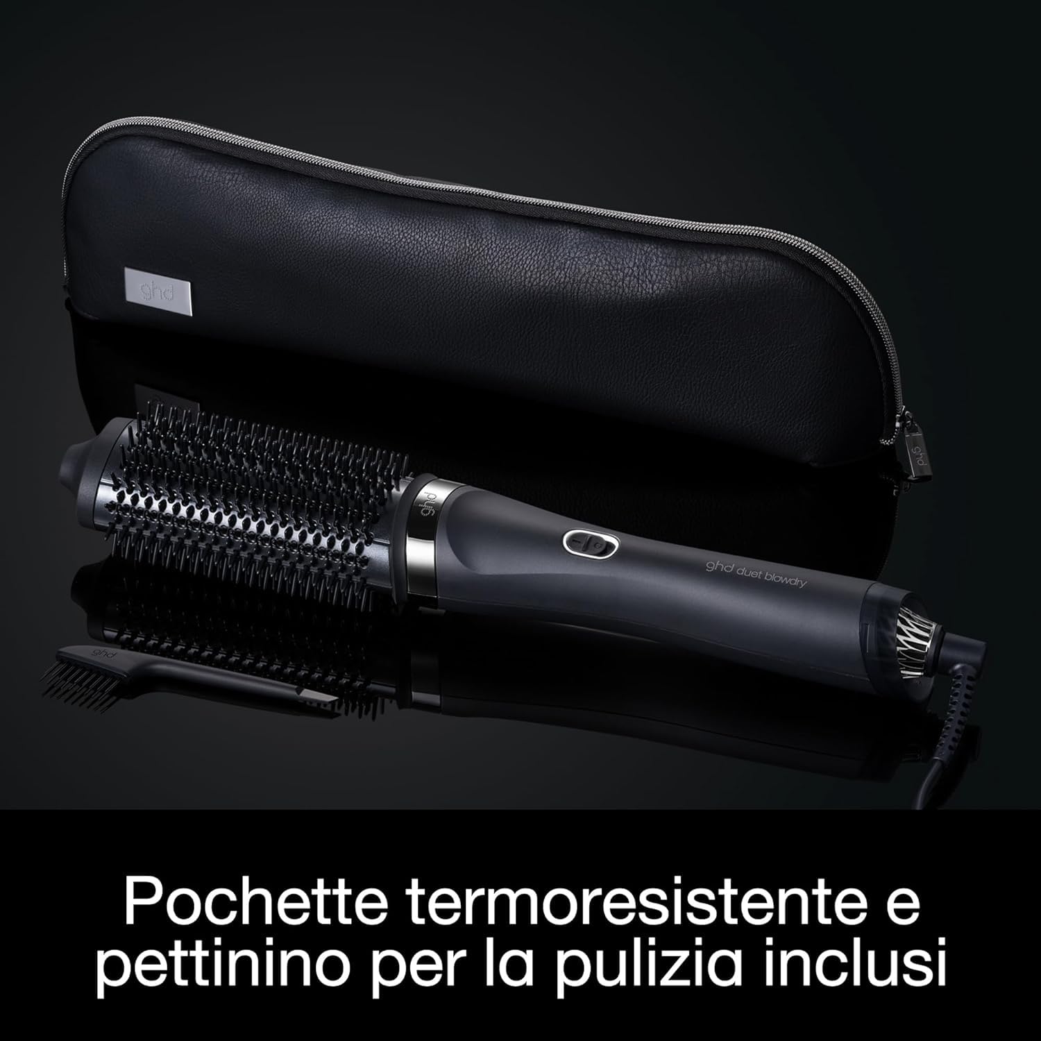 ghd Duet Blowdry, Spazzola Asciugacapelli Lisciante, Capelli più Lucenti fino a 24H, Da Bagnato ad Asciutto Senza Danni da Calore, Piega 3x più Voluminosa, Per Tutti i Tipi di Capelli, Nero | Da Bagnato ad Asciutto Senza Danni da Calore, Piega 3x più Volu