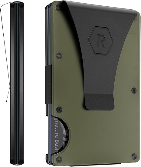 The Ridge Wallets for Men - Slim Minimalist, Front Pocket, RFID Wallet - Card Holder Wallets (Matte Olive)