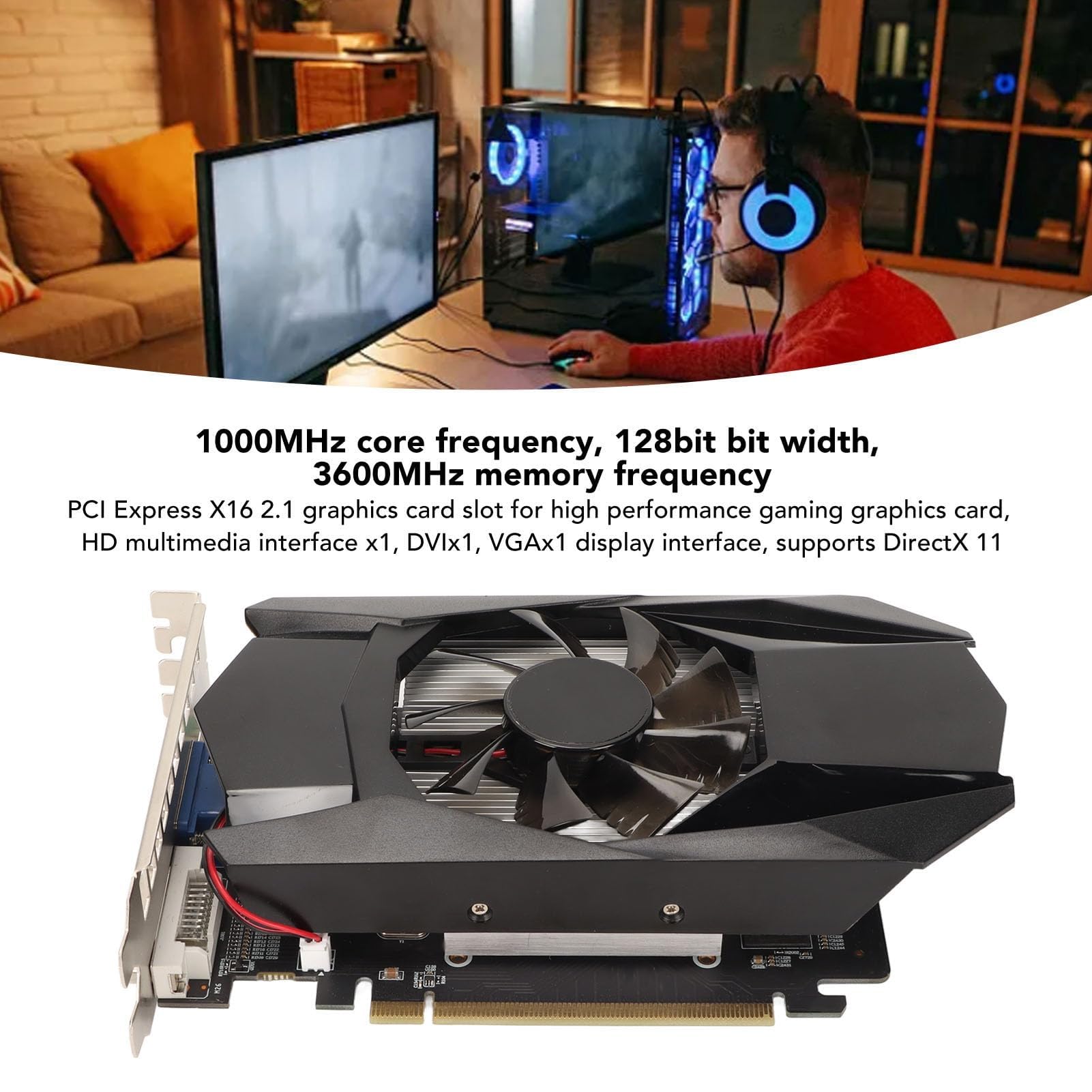 HERCHR Karta graficzna 4 GB GDDR5, HD7670 128bit 650 MHz częstotliwość rdzenia obsługuje kartę graficzną DirectX 11 PCI Express X16 2.1 do gier komputerowych